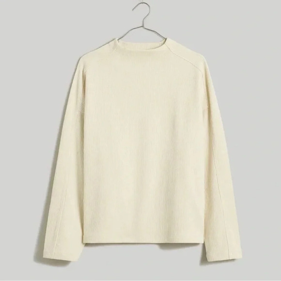 Madewell Striped Jacquard Funnelneck Top Antique Cream Size Small - Picture 4 of 4